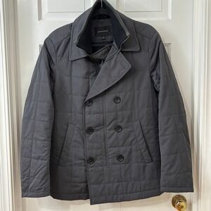 Banana‎ Republic Classic Lightweight Preppy Sz S Gray Quilted Pea Coat Jacket